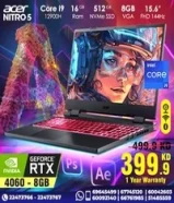 Acer Nitro Core i9-12900H RTX4060 8GB VGA 15.6inch FHD 144HzDelivery