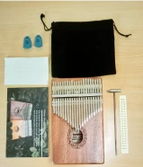 Kalimba 21 Keys Mineral Steel Rods Portable Thumb Piano Mahogany & Learning Book