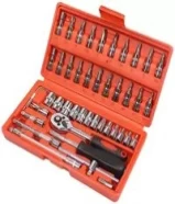 طقم لقم مطرقة 46 قطعة بحجم 1/4 بوصة مع مجموعة رؤوس قوية - Piece 46 1/4" Drive Socket Set