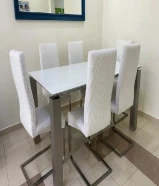 Modern 6-Seater Dining Table Set + chair covers– Excellent Condition!