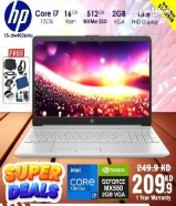 HP Laptop Core i7 12th Gen, 16GB RAM, 512GB SSD, 2GB VGA NVIDIA, 15.6inch Full HD LEDDelivery